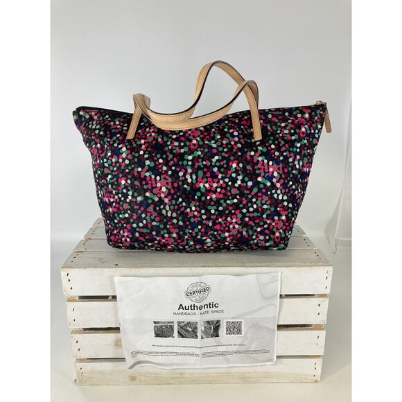 KATE SPADE LARGE MULTI COLOR PRINT NYLON SHOULDER BAG (ASIS) - Picture 3 of 13